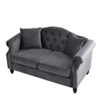 Canapé 2 places en velours Chesterfield de 145 cm, avec accoudoirs arrondis, garniture cloutée pour petit salon, chambre à coucher, appartement-Panipeachy
