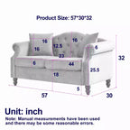 Canapé 2 places en velours Chesterfield de 145 cm, avec accoudoirs arrondis, garniture cloutée pour petit salon, chambre à coucher, appartement-Panipeachy