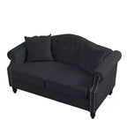 Canapé 2 places en velours Chesterfield de 145 cm, avec accoudoirs arrondis, garniture cloutée pour petit salon, chambre à coucher, appartement-Panipeachy