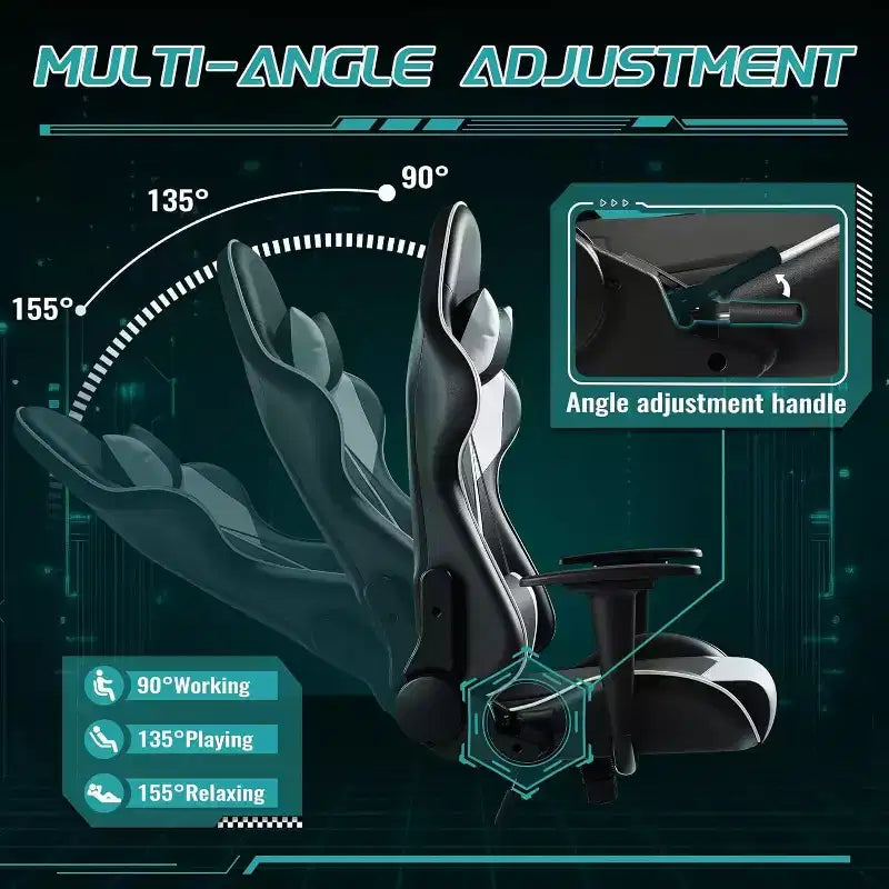 BALHAM TRADE-PU Leather Gaming Chair High Back Office Chair Adjustable Swivel Computer Desk Chair with Headrest