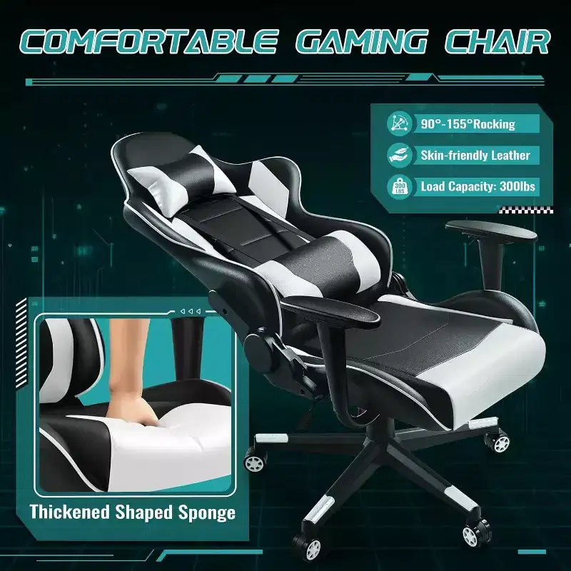 BALHAM TRADE-PU Leather Gaming Chair High Back Office Chair Adjustable Swivel Computer Desk Chair with Headrest