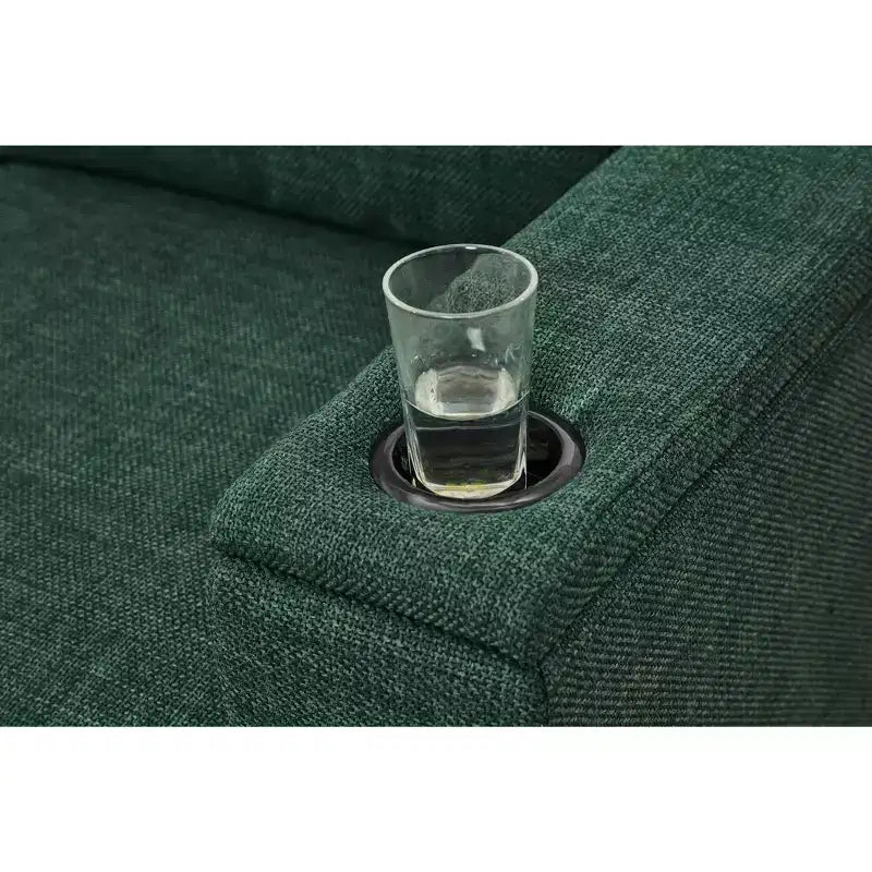 MAYEERTY 93.7 Modern Style Living Room Sofa Fabric Couch Square Arm Sofa with Cup Holder Upholstered Polyester Green