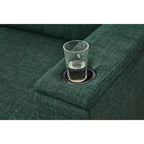 MAYEERTY 93.7 Modern Style Living Room Sofa Fabric Couch Square Arm Sofa with Cup Holder Upholstered Polyester Green