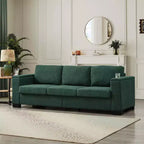 MAYEERTY 93.7 Modern Style Living Room Sofa Fabric Couch Square Arm Sofa with Cup Holder Upholstered Polyester Green