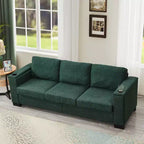 MAYEERTY 93.7 Modern Style Living Room Sofa Fabric Couch Square Arm Sofa with Cup Holder Upholstered Polyester Green