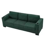 MAYEERTY 93.7 Modern Style Living Room Sofa Fabric Couch Square Arm Sofa with Cup Holder Upholstered Polyester Green