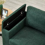 MAYEERTY 93.7 Modern Style Living Room Sofa Fabric Couch Square Arm Sofa with Cup Holder Upholstered Polyester Green