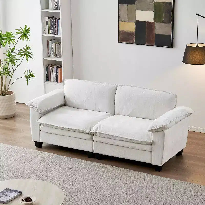 MAYEERTY Canapé de luxe avec revêtement en chenille douce pour salon, beige