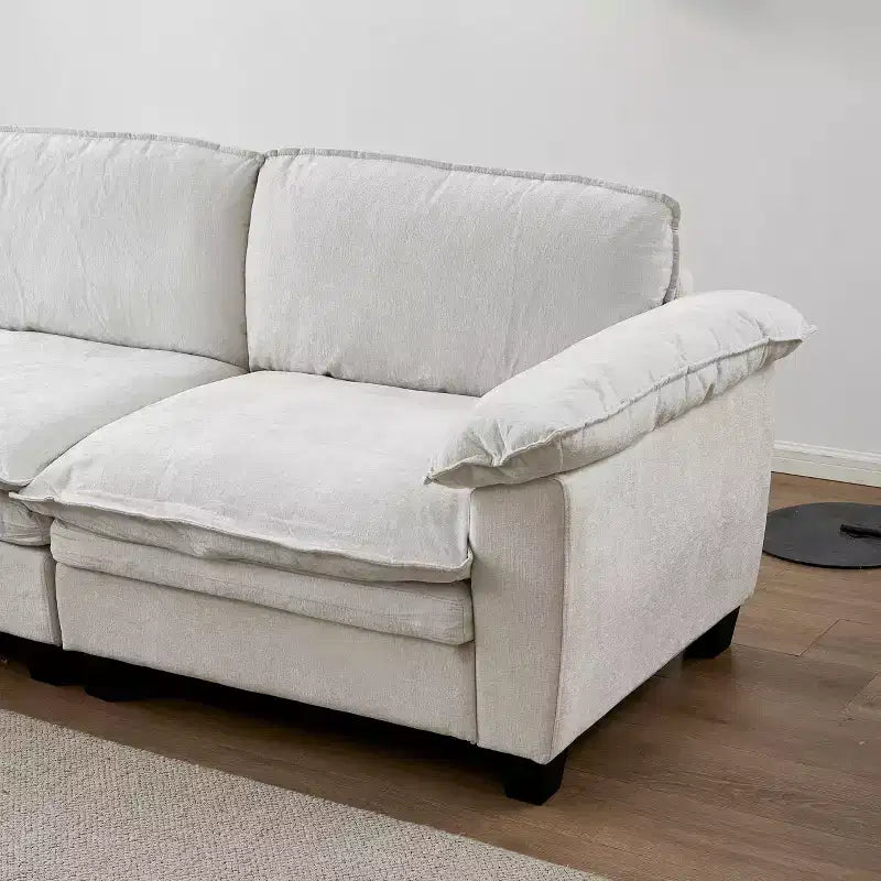 MAYEERTY Canapé de luxe avec revêtement en chenille douce pour salon, beige