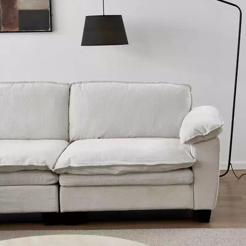 MAYEERTY Canapé de luxe avec revêtement en chenille douce pour salon, beige