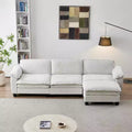 MAYEERTY Modern Luxury Sofa with Ottoman Soft Chenille Upholstered Sofa for Living Room Beige