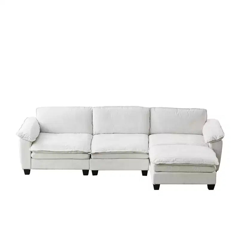 MAYEERTY Canapé de Luxe Moderne avec Ottoman, Canapé Rembourré en Tissu Chenille Doux pour Salon, Beige
