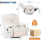 360 Swivel Rocker Recliner Chair, with Heat and Massage, Multi-Function Swivel Glider with Side Pocket & Cup Holders, for Living Room,Bedroom,Home