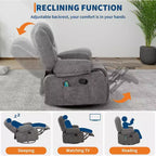 360 Swivel Rocker Recliner Chair, with Heat and Massage, Multi-Function Swivel Glider with Side Pocket & Cup Holders, for Living Room,Bedroom,Home