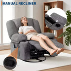 360 Swivel Rocker Recliner Chair, with Heat and Massage, Multi-Function Swivel Glider with Side Pocket & Cup Holders, for Living Room,Bedroom,Home
