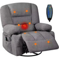 360 Swivel Rocker Recliner Chair, with Heat and Massage, Multi-Function Swivel Glider with Side Pocket & Cup Holders, for Living Room,Bedroom,Home