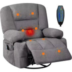 360 Swivel Rocker Recliner Chair, with Heat and Massage, Multi-Function Swivel Glider with Side Pocket & Cup Holders, for Living Room,Bedroom,Home