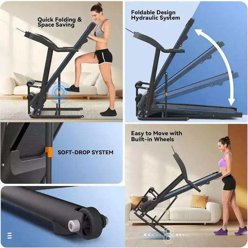 Tapis de course pliable HOMDOX 2026, version améliorée 3,5 CV, avec banc d'abdominaux | Inclinaison/Capacité 159 kg | Écran LCD intelligent – Graisse corporelle/Fréquence cardiaque, équipement d'exercice multifonctionnel