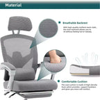 Chaise de bureau ergonomique TUYOHW avec repose-pieds rétractable, chaise de jeu avec coussin de soutien lombaire et accoudoirs rembourrés, chaise pivotante pour le bureau