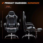 TUYOHW Ergonomic Gaming Chair with Footrest, PU Leather Recliner with Headrest and Fixed Up Armrest, Computer Chair for Study, Office