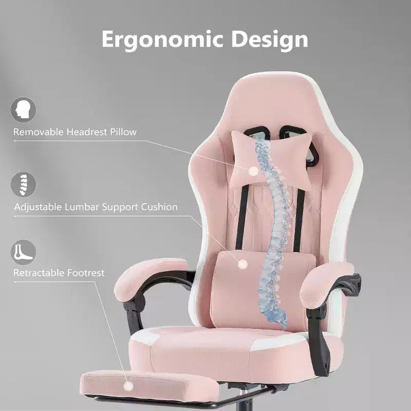 Chaise de bureau ergonomique TUYOHW avec accoudoirs rembourrés, chaise de jeu avec support lombaire, chaise roulante pivotante avec roulettes pour la maison, le bureau