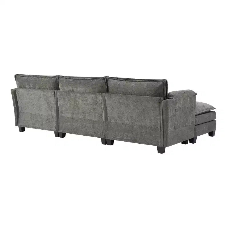 Mid-Century Modern 3-Seater Cloud Sofa with Double-Layer Cushions, Comfortable Upholstered Couch for Living Room, Bedroom-Panipeachy