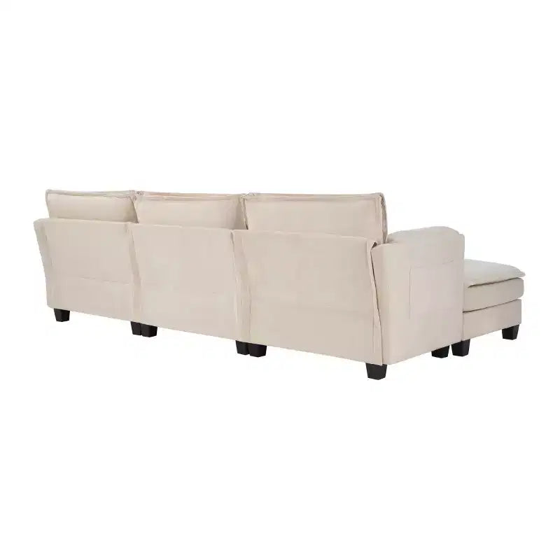 Mid-Century Modern 3-Seater Cloud Sofa with Double-Layer Cushions, Comfortable Upholstered Couch for Living Room, Bedroom-Panipeachy
