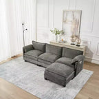 Mid-Century Modern 3-Seater Cloud Sofa with Double-Layer Cushions, Comfortable Upholstered Couch for Living Room, Bedroom-Panipeachy