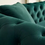 Canapé Chesterfield touffeté de luxe moderne de 86 po, canapé 3 places avec accoudoirs arrondis et bordure dorée pour salon, chambre ou appartement - Panipeachy