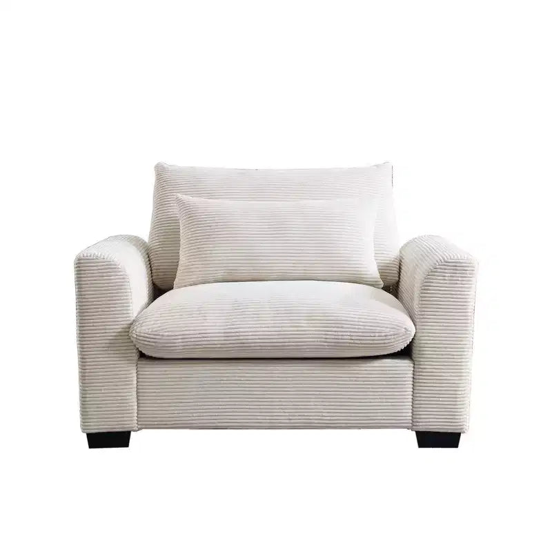 Canapé simple profond en velours côtelé de 130 cm TUYOHW avec oreiller de soutien lombaire pour salon, bureau, appartement