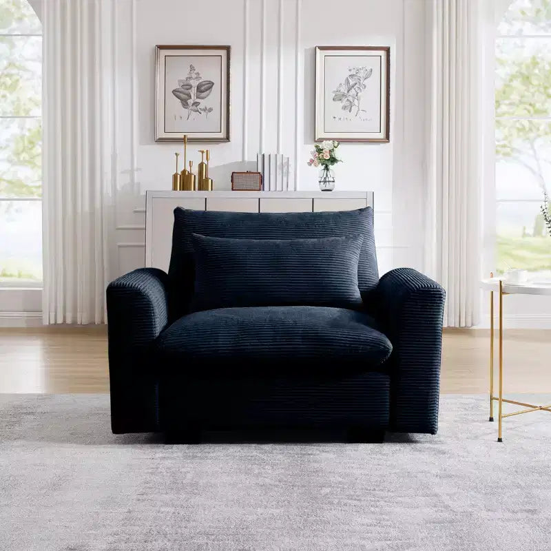 TUYOHW 51 Inch Corduroy Deep Seat Single Sofa with Waist Pillow for Living Room,Office,Apartment