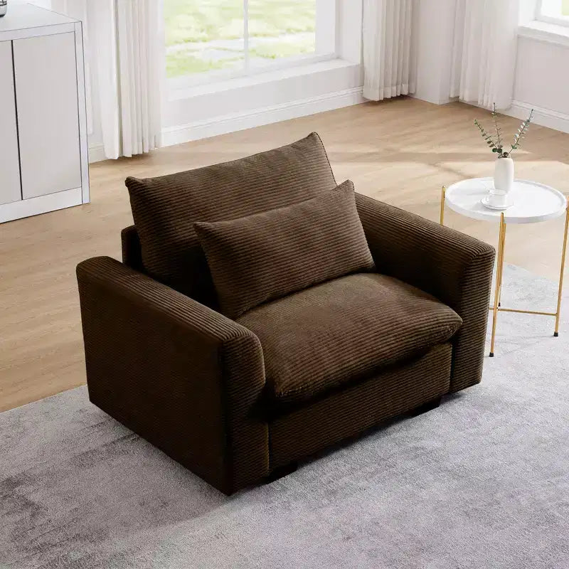 TUYOHW 51 Inch Corduroy Deep Seat Single Sofa with Waist Pillow for Living Room,Office,Apartment