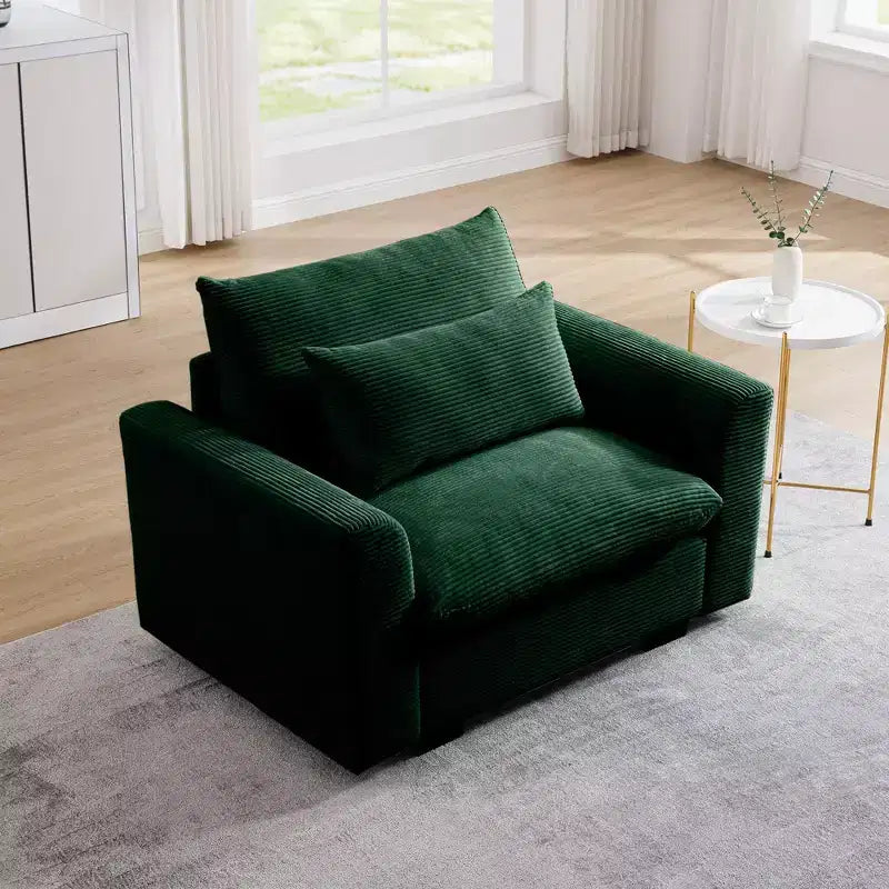 TUYOHW 51 Inch Corduroy Deep Seat Single Sofa with Waist Pillow for Living Room,Office,Apartment