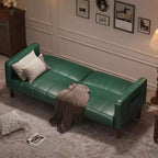 Acekool Canapé-Lit Futon 75 Pouces, Canapé Convertible en Simili Cuir, Causeuse Moderne de Style Mid-Century pour Petits Espaces, Salon, Chambre à Coucher, Vert