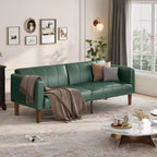 Acekool Canapé-Lit Futon 75 Pouces, Canapé Convertible en Simili Cuir, Causeuse Moderne de Style Mid-Century pour Petits Espaces, Salon, Chambre à Coucher, Vert