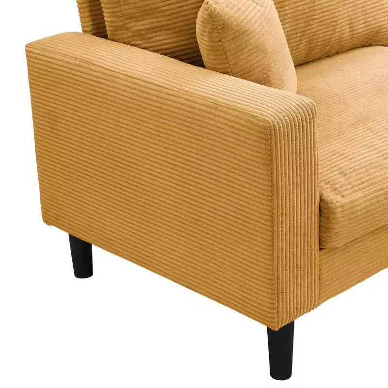 TUYOHW Canapé 3 places en velours côtelé haute résilience de 190 cm avec 2 coussins pour salon, chambre, appartement