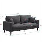 TUYOHW Canapé 3 places en velours côtelé haute résilience de 190 cm avec 2 coussins pour salon, chambre, appartement