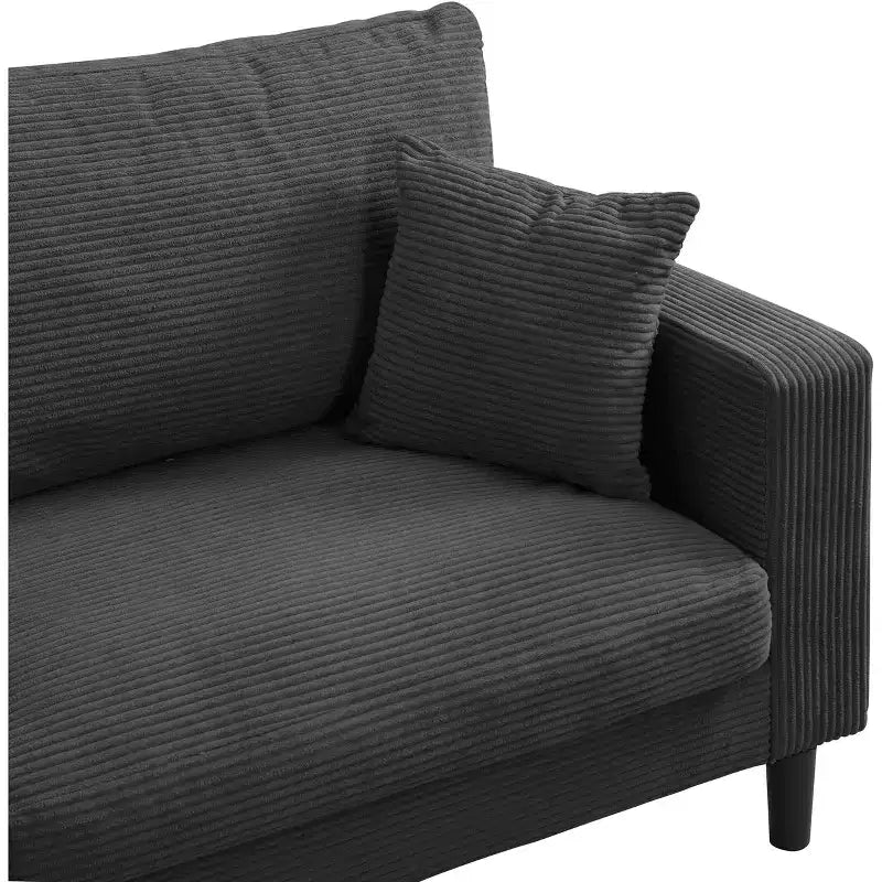 TUYOHW Canapé 3 places en velours côtelé haute résilience de 190 cm avec 2 coussins pour salon, chambre, appartement