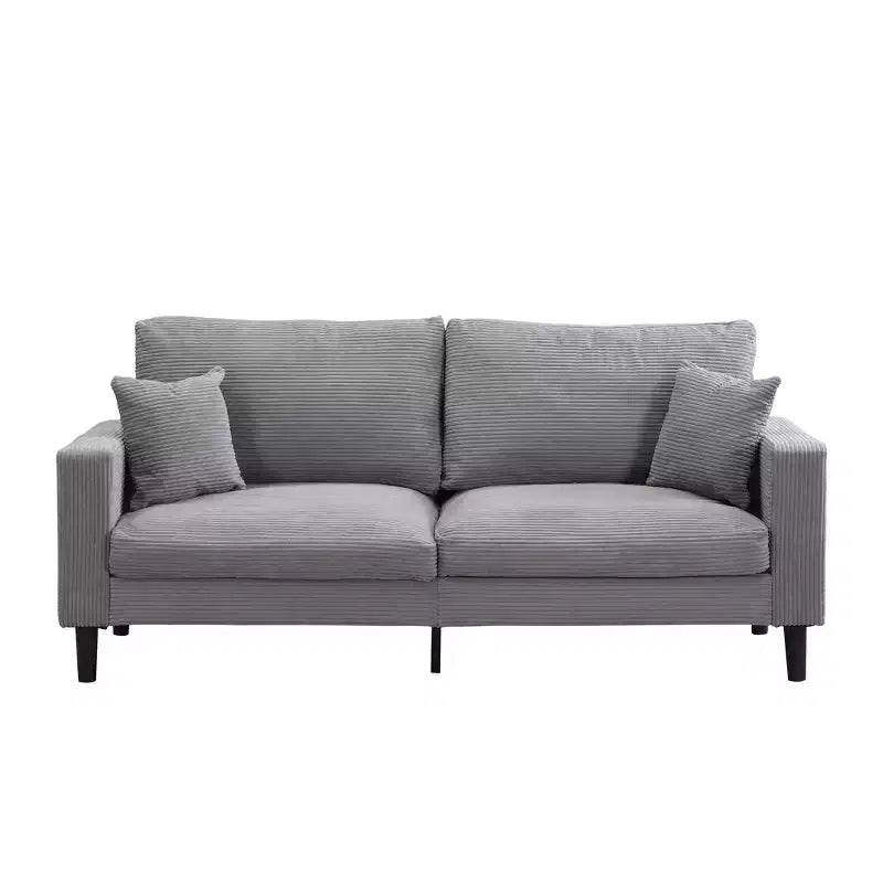 TUYOHW Canapé 3 places en velours côtelé haute résilience de 190 cm avec 2 coussins pour salon, chambre, appartement