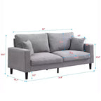 TUYOHW Canapé 3 places en velours côtelé haute résilience de 190 cm avec 2 coussins pour salon, chambre, appartement