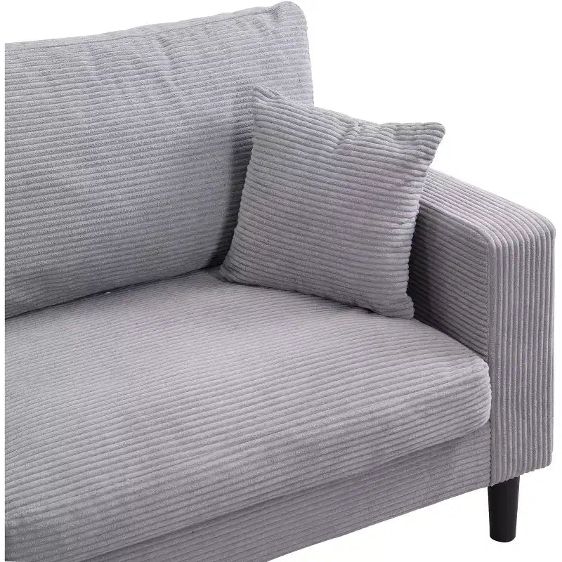TUYOHW Canapé 3 places en velours côtelé haute résilience de 190 cm avec 2 coussins pour salon, chambre, appartement