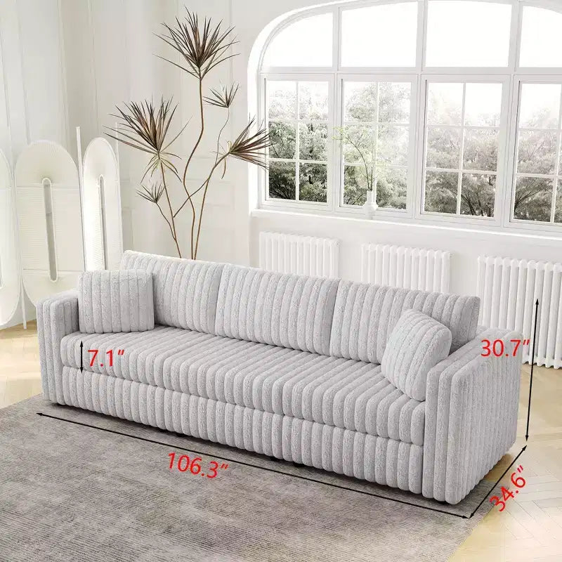 TUYOHW 106.3 Inch Modern 2-Seater Sofa with 2 Pillows for Living Room,Apartment,Office