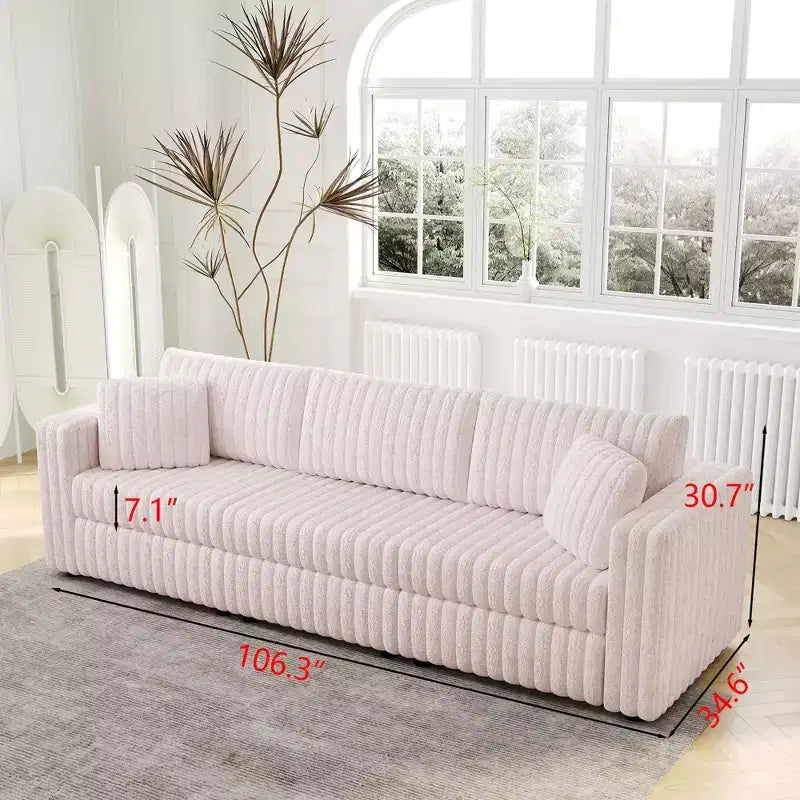 TUYOHW 106.3 Inch Modern 2-Seater Sofa with 2 Pillows for Living Room,Apartment,Office