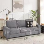 TUYOHW 83.86 Inch Modern Snowfleece Couch,3-Seater Sofa with 2 Cup Holders for Living Room,Bedroom,Office,Apartment
