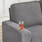TUYOHW 83.86 Inch Modern Snowfleece Couch,3-Seater Sofa with 2 Cup Holders for Living Room,Bedroom,Office,Apartment