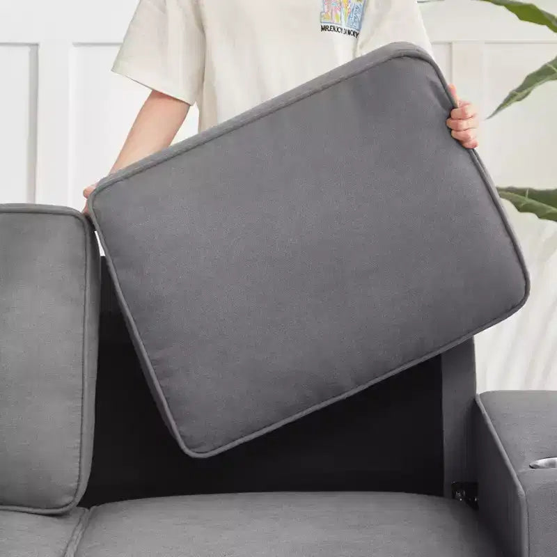 TUYOHW 83.86 Inch Modern Snowfleece Couch,3-Seater Sofa with 2 Cup Holders for Living Room,Bedroom,Office,Apartment