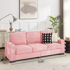 TUYOHW 83.86 Inch Modern Snowfleece Couch,3-Seater Sofa with 2 Cup Holders for Living Room,Bedroom,Office,Apartment