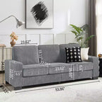 TUYOHW 83.86 Inch Modern Corduroy Couch,3-Seater Sofa with 2 Cup Holders for Living Room,Bedroom,Office,Apartment,Gray