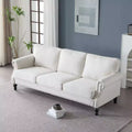 TUYOHW 82.68 Inch Faux Leather 3-Seater Sofa with Nailhead Trim for Living Room,Apartment,Office,Beige