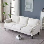 TUYOHW 82.68 Inch Faux Leather 3-Seater Sofa with Nailhead Trim for Living Room,Apartment,Office,Beige